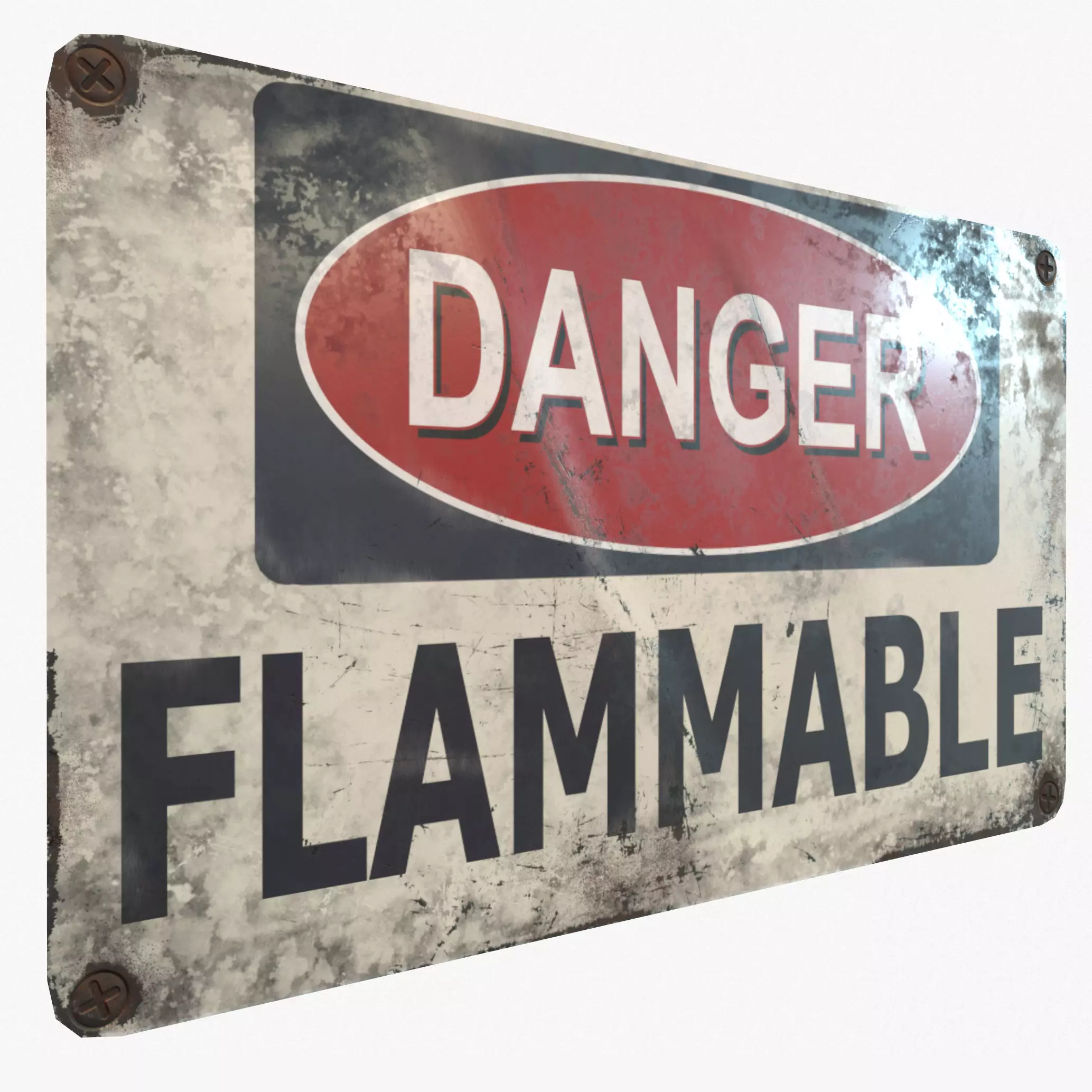 Sign Danger Flammable Game Ready PBR Textures 3D model Low-poly 3D model_0