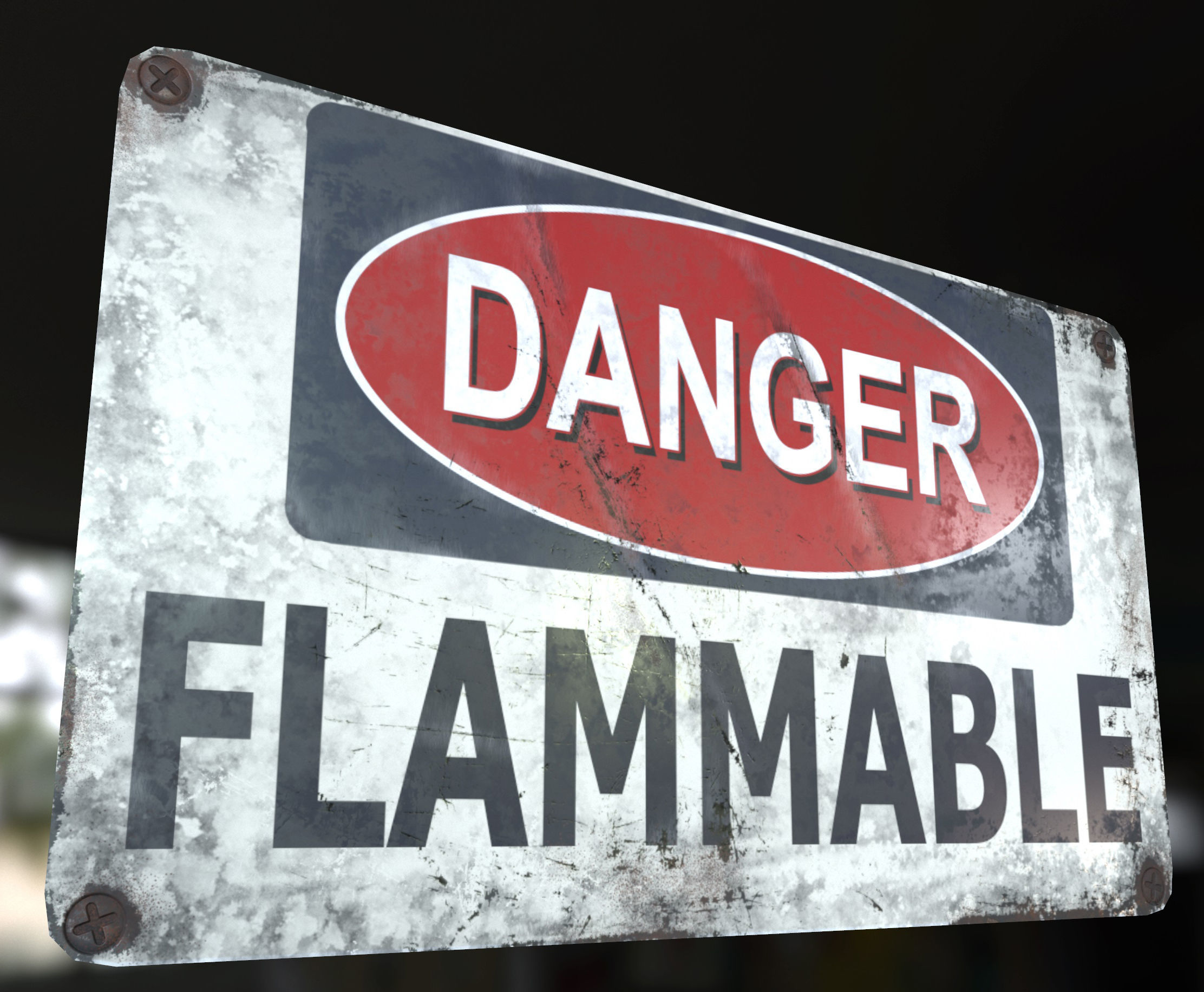 Sign Danger Flammable Game Ready PBR Textures 3D model Low-poly 3D model_6