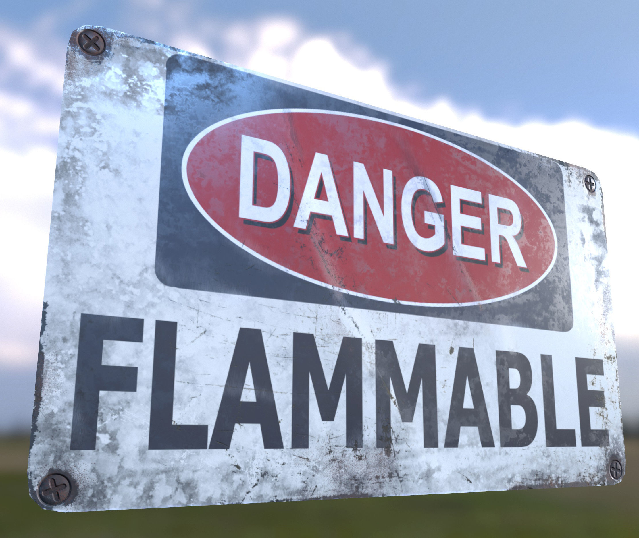 Sign Danger Flammable Game Ready PBR Textures 3D model Low-poly 3D model_5