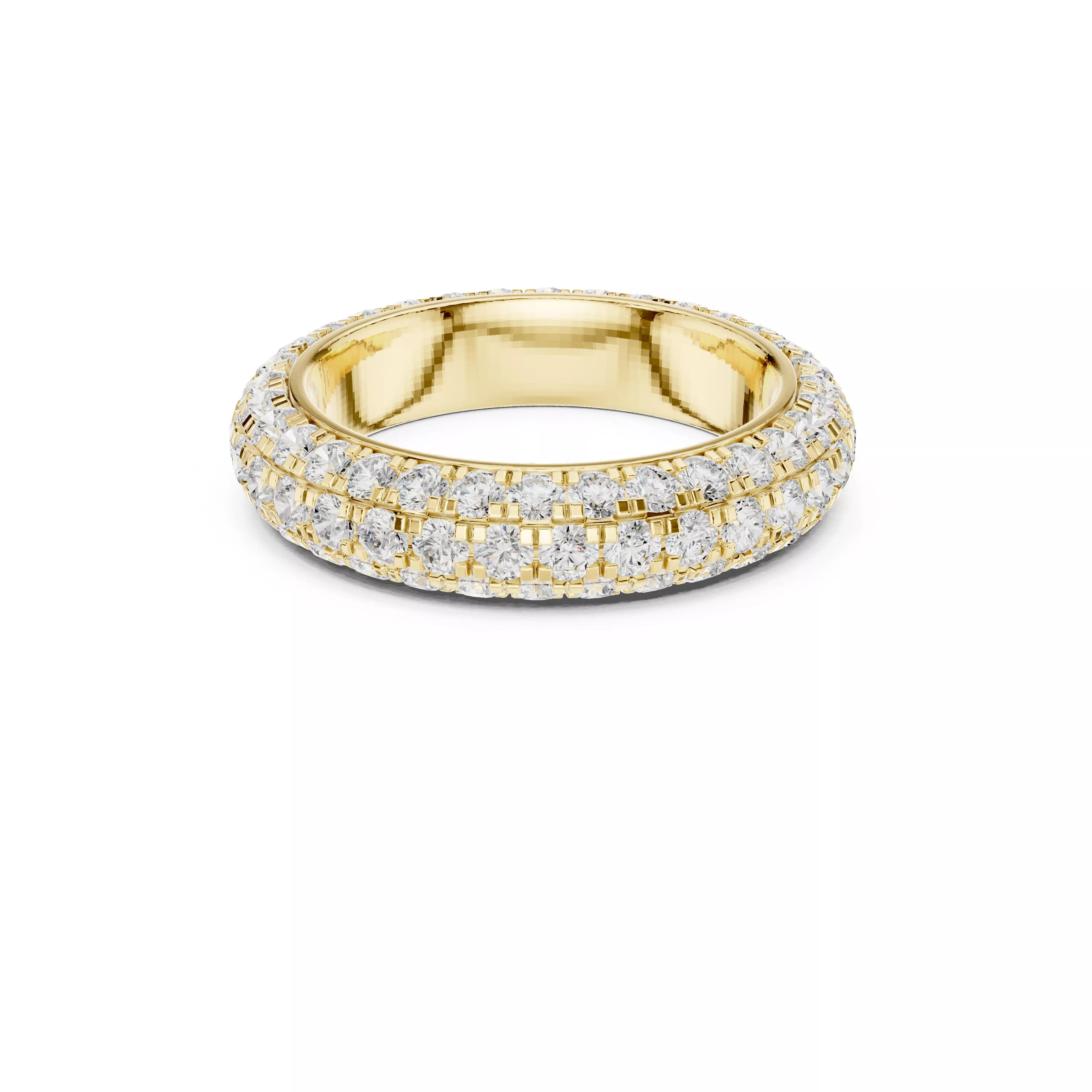 Triple Row Diamond Eternity Band Full Pave Wedding Ring CAD 3D print model