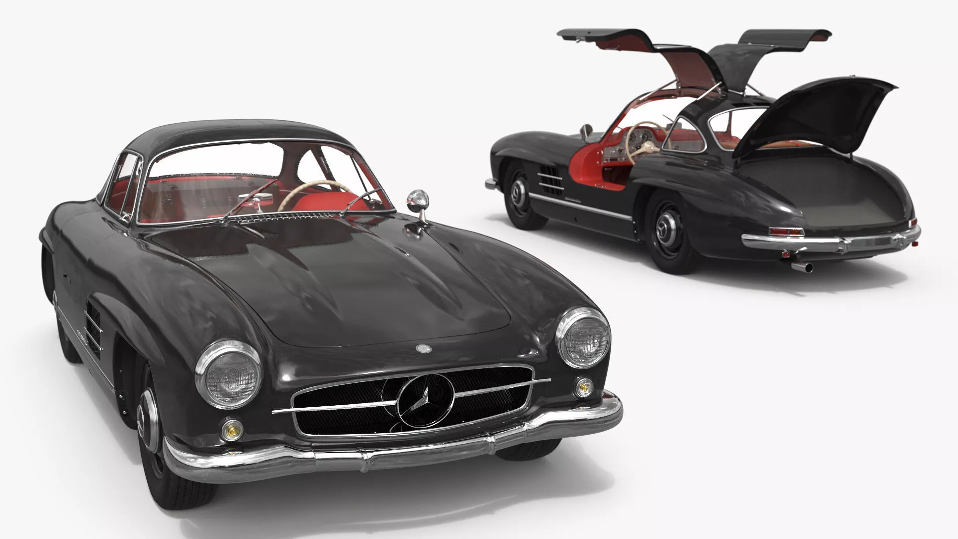 Mercedes-Benz 300SL Coupe Black Rigged for Maya 3D model