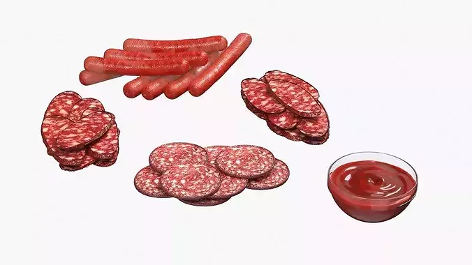 Snack Serving Tray Meat 3D model 5