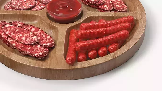 Snack Serving Tray Meat 3D model 4