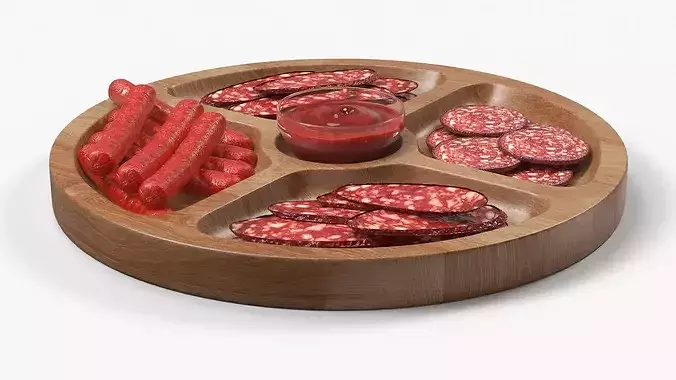 Snack Serving Tray Meat 3D model 2