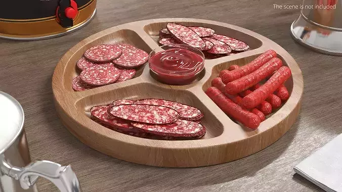 Snack Serving Tray Meat 3D model 3
