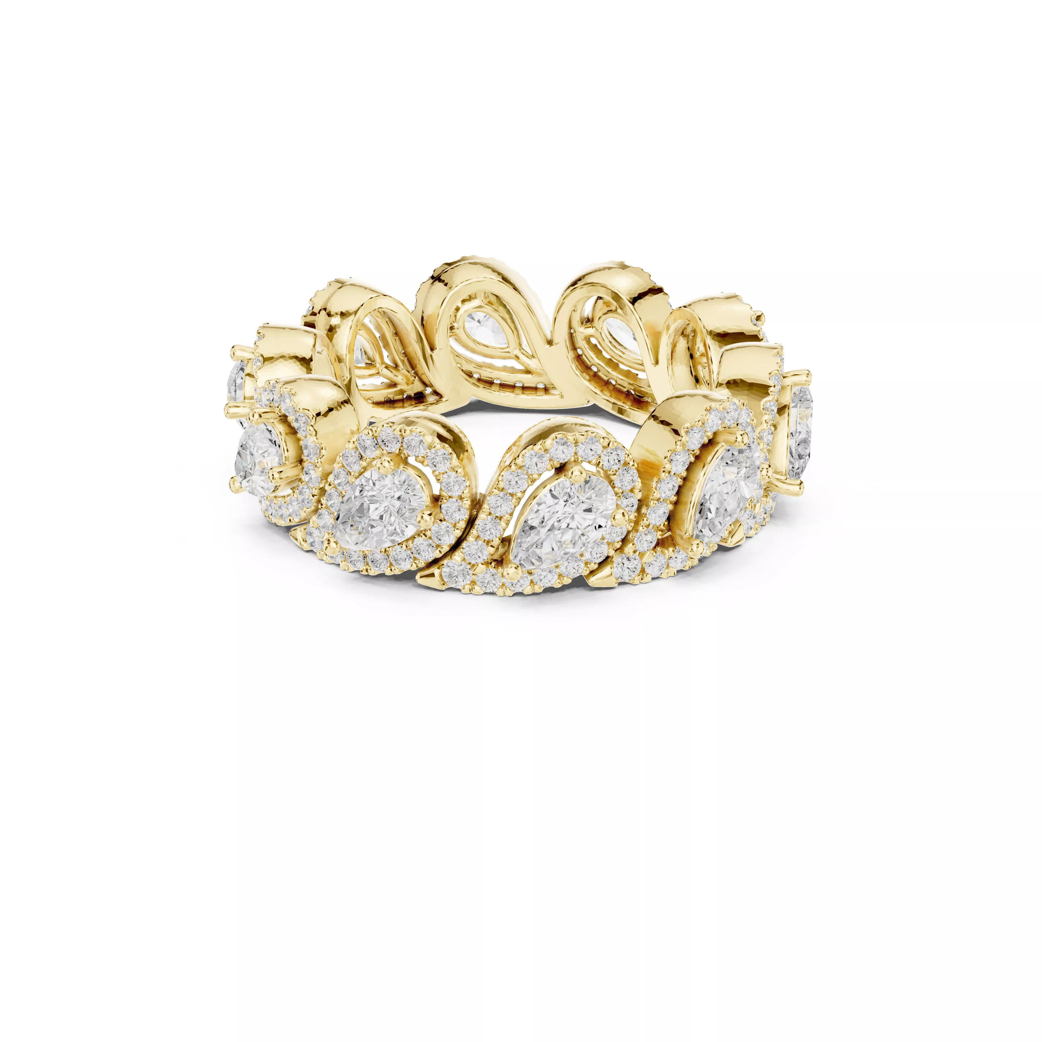 Pear Diamond Infinity Eternity Band Ring with Halo Accents 3D print model