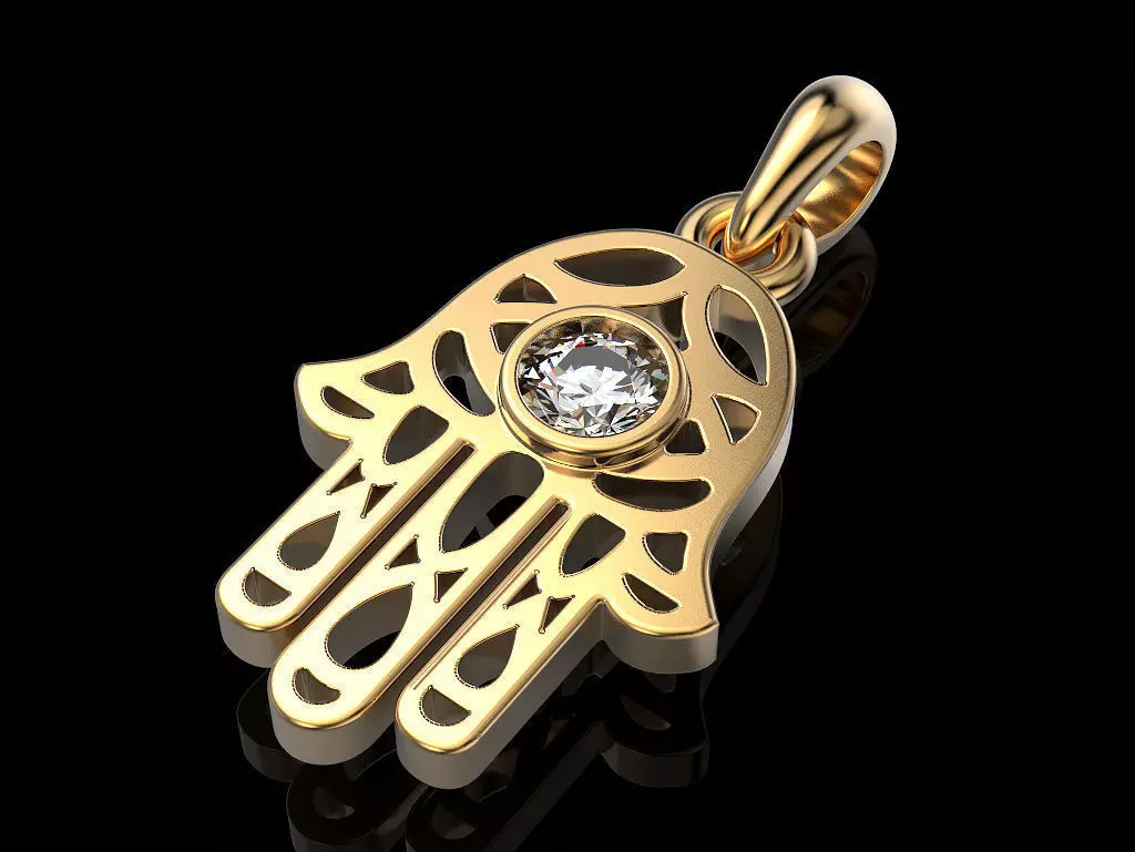 Hamsa Fatima Hand Charm Pendants Necklace Spiritual protection 3D print model