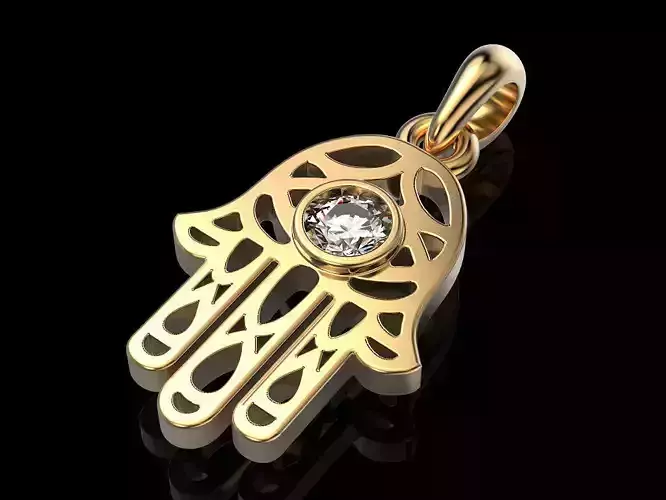 Hamsa Fatima Hand Charm Pendants Necklace Spiritual protection  3D print model
