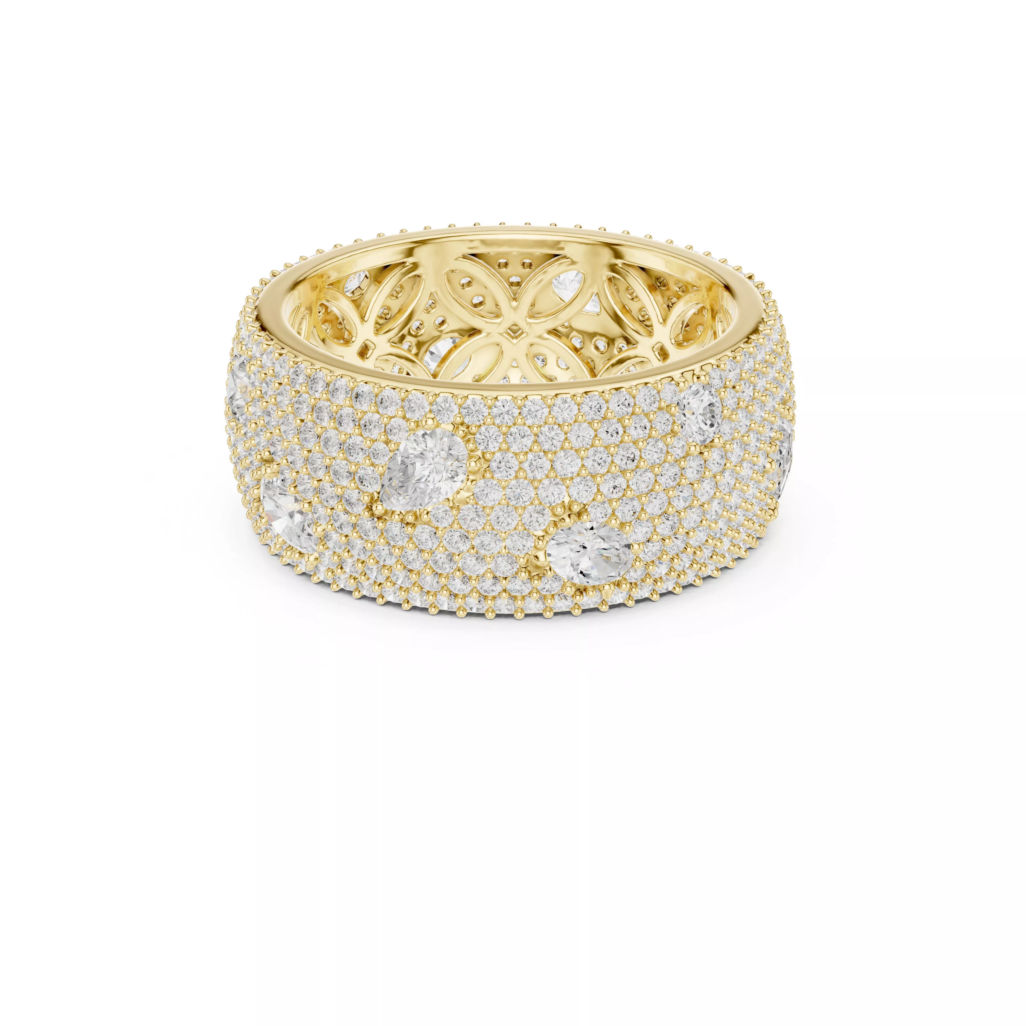 Wide Diamond Pave Eternity Band Luxury Statement Ring 3D print model