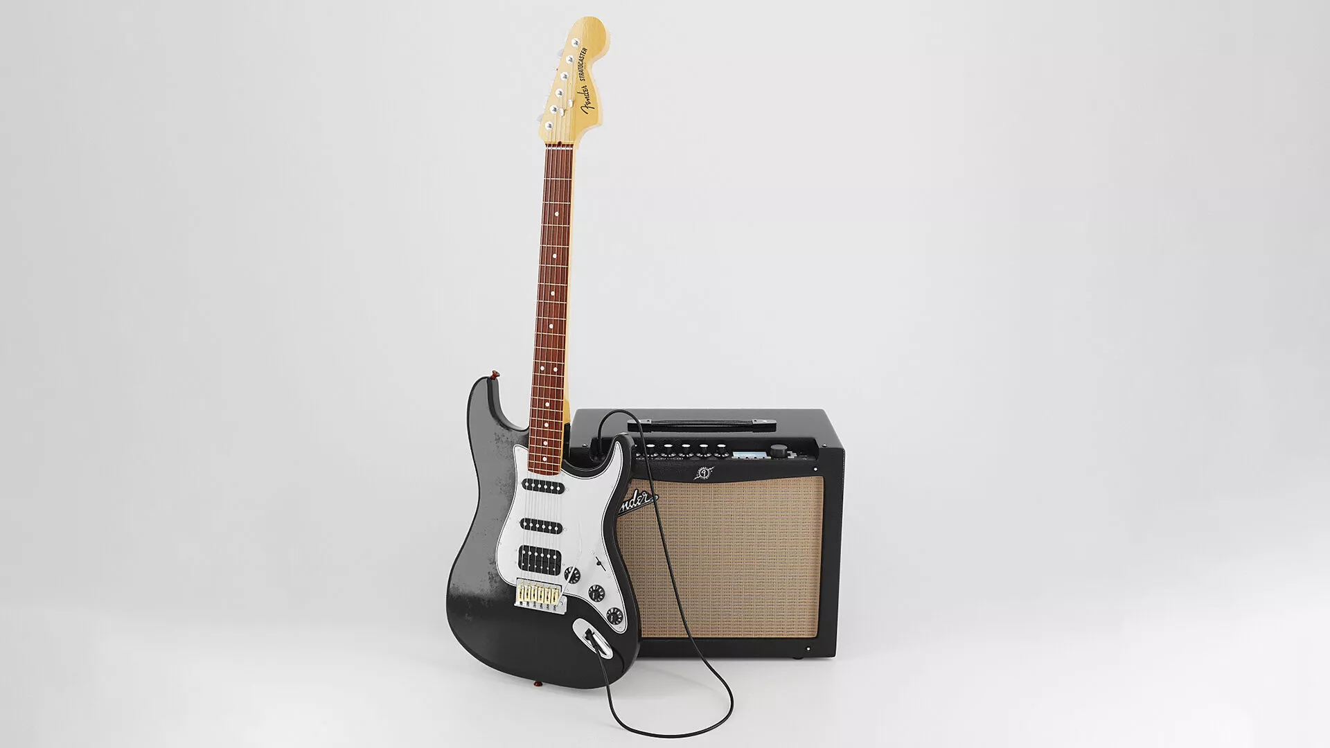 Electric Guitar With Amplifier 3D model