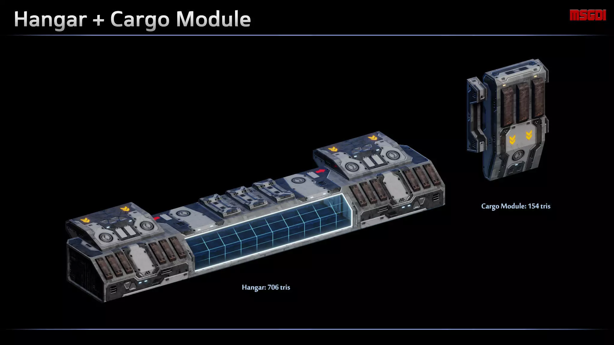 Spaceship Dreadnought Modular Equipment Low-poly 3D model