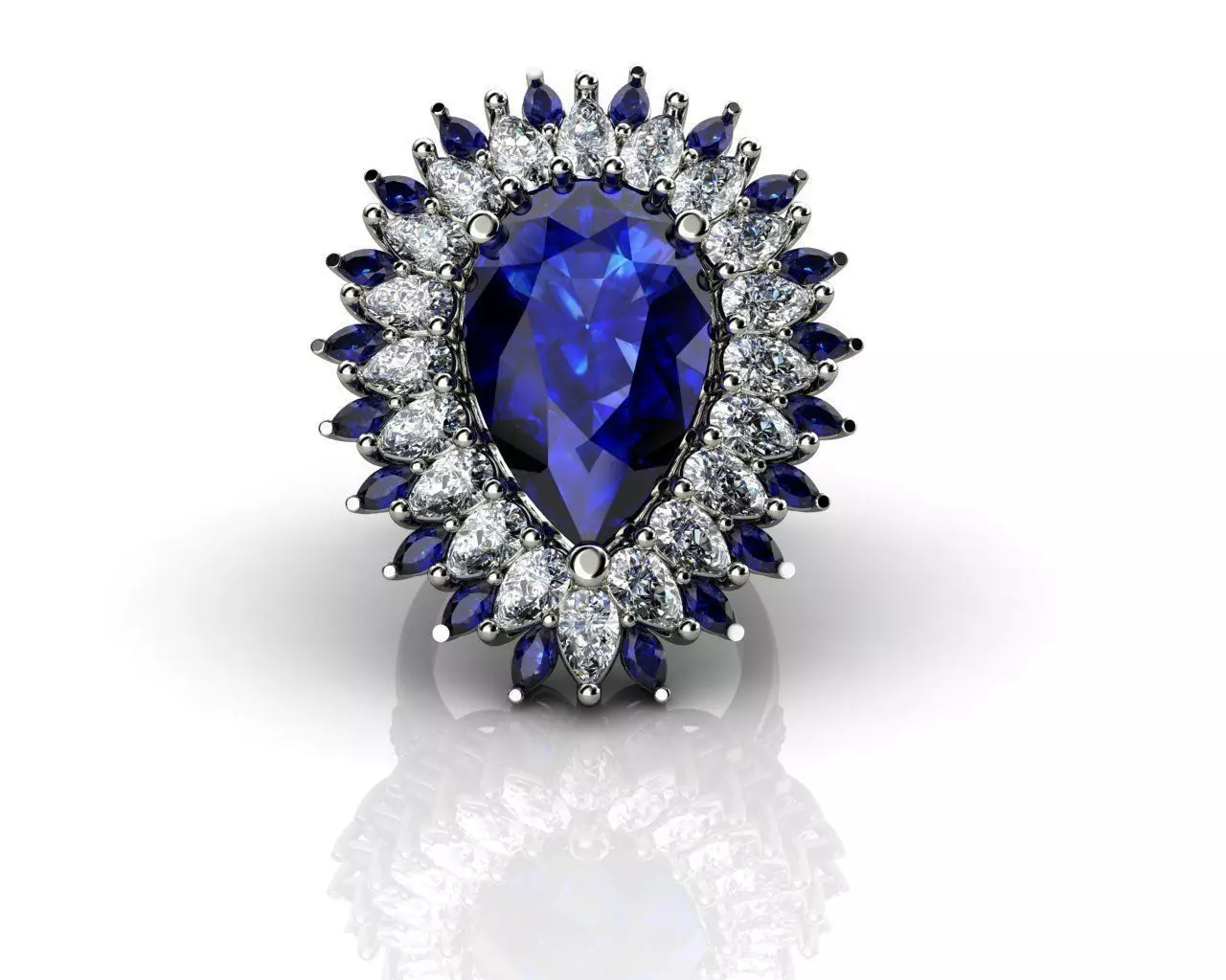 Natural Blue Sapphire And Diamond Rings 3D print model