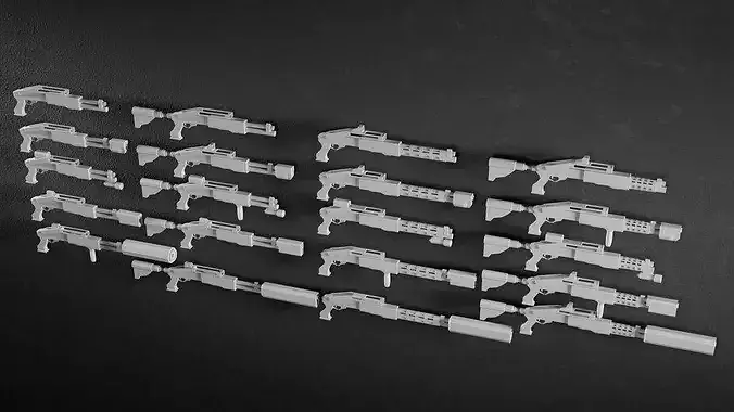 Low Poly ShotgunV3-style -20 Variations Game Ready