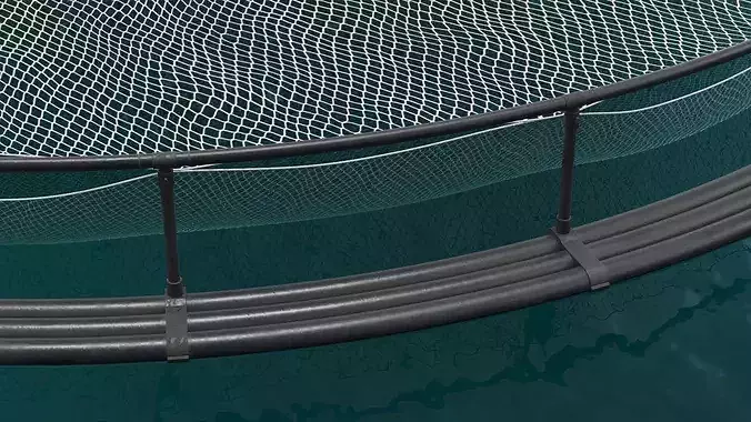 Circular Offshore Fish Cage with Buoys 3D model 6