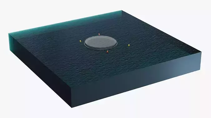 Circular Offshore Fish Cage with Buoys 3D model 5