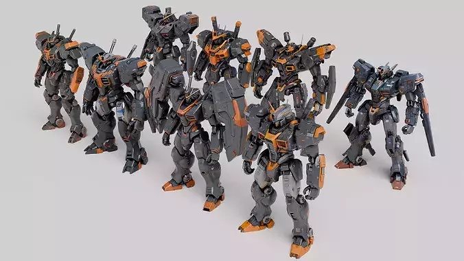 8 Sci-Fi Mecha Robot Squad Collection with PBR Textures