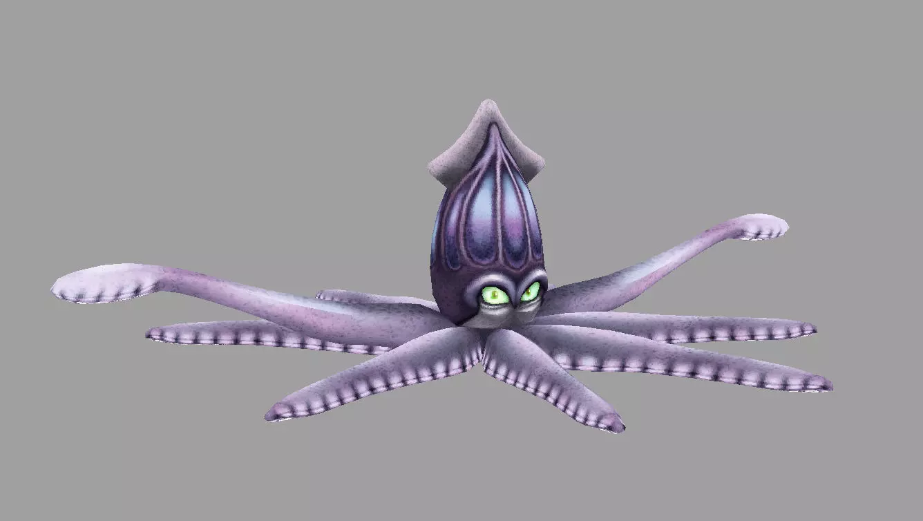 model cuttle octopus with eyes Low-poly 3D model_0