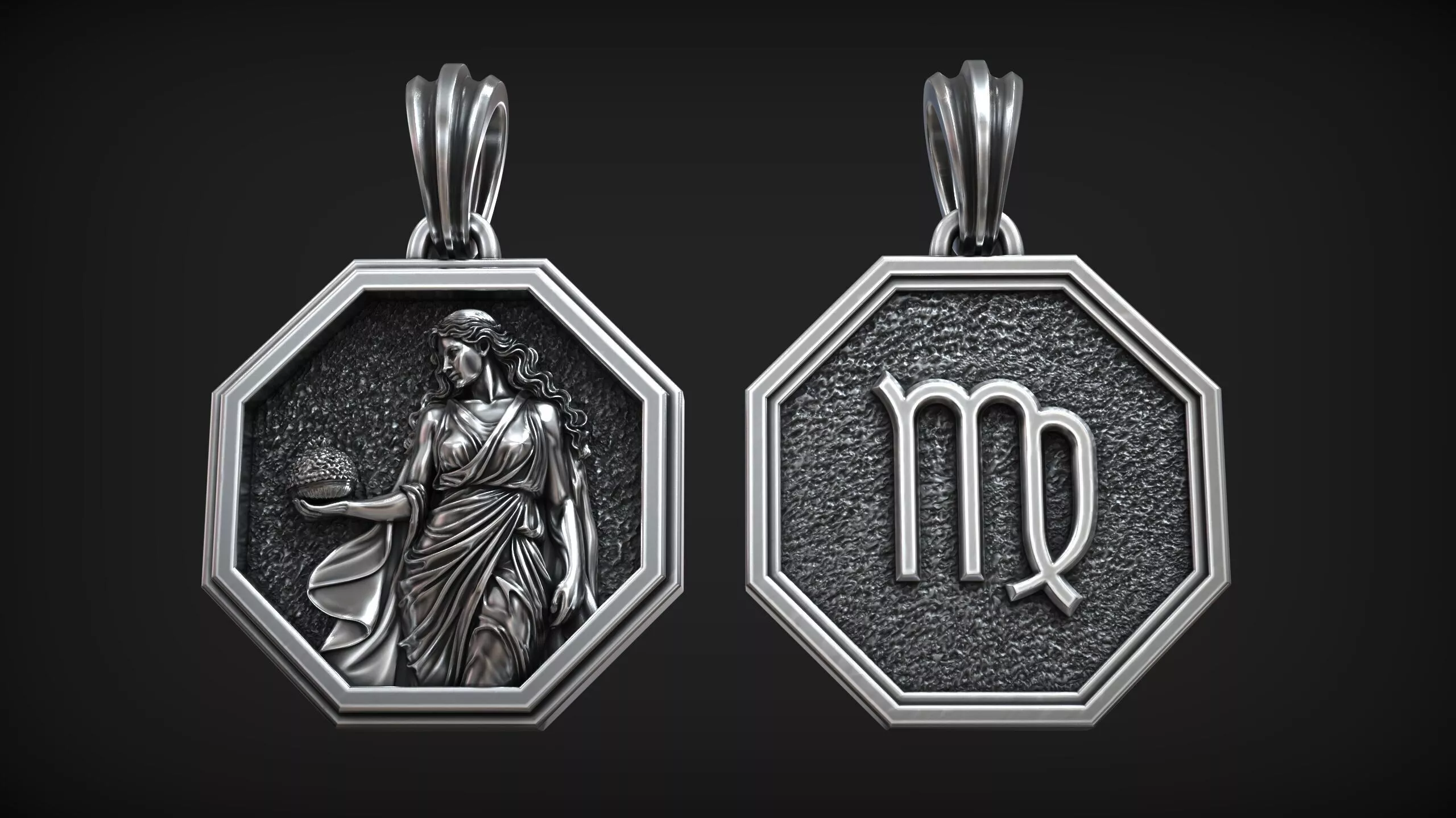 Virgo Zodiac Sign Maiden Horoscope Astrology Pendant 3D print model