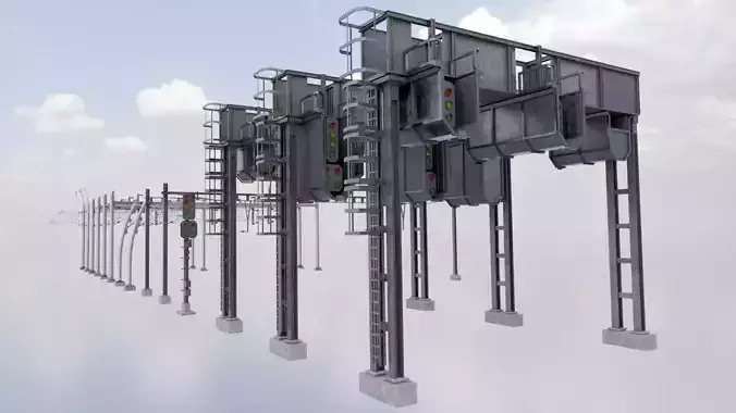 Train Signals Low-poly 3D model