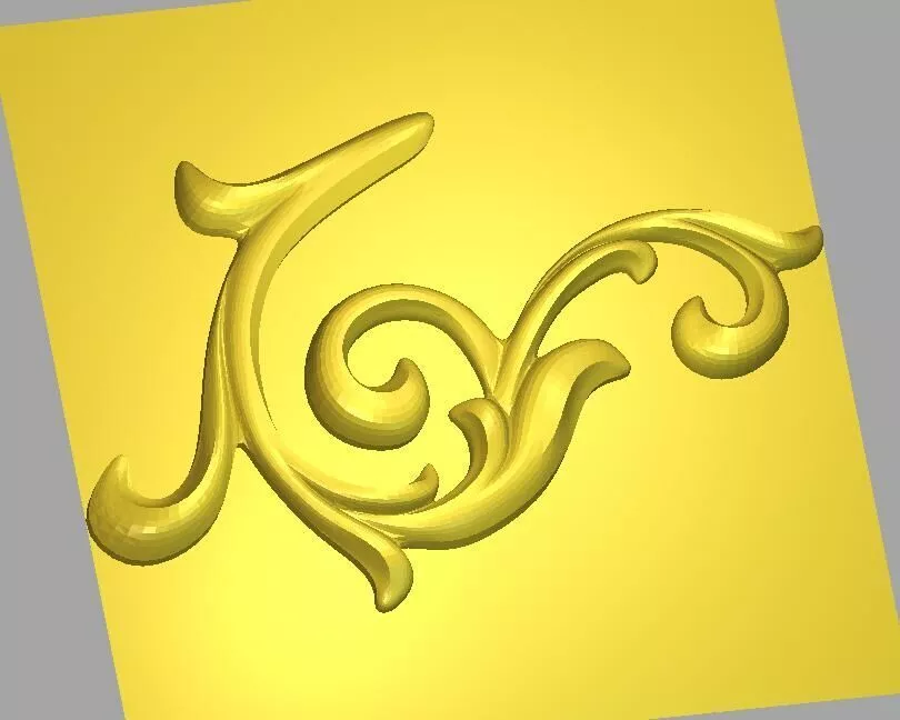 Baroque Scroll Monogram Ornament CNC Design STL Free 3D model