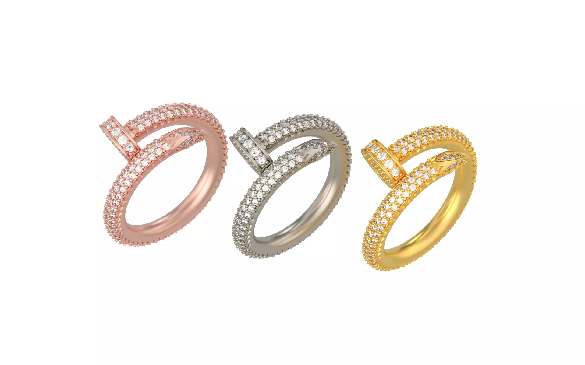 Ring with diamonds 3D print model