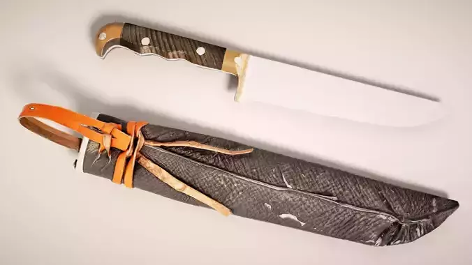 Black Knife with Leather Cover Low-poly 3D model