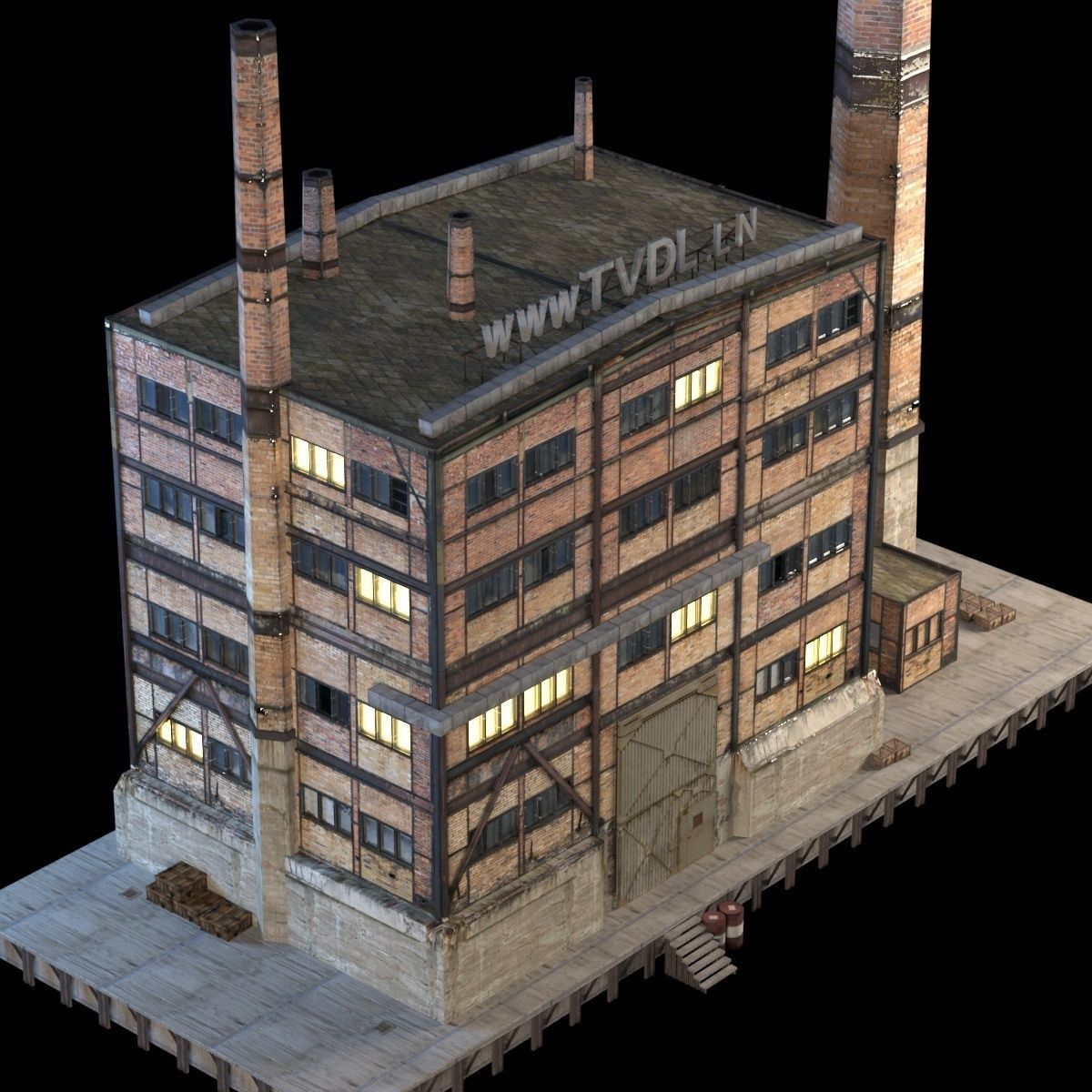 Factory Building BUNDLE Low-poly 3D model_47