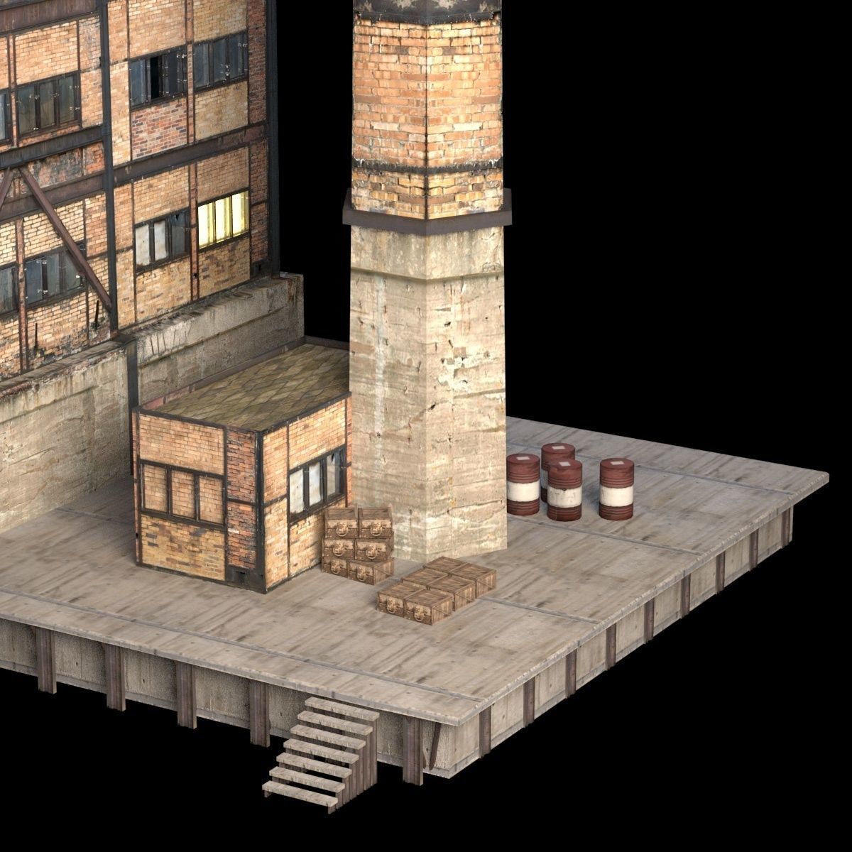 Factory Building BUNDLE Low-poly 3D model_1