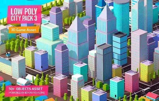 Low Poly City Pack 3 Low-poly 3D model