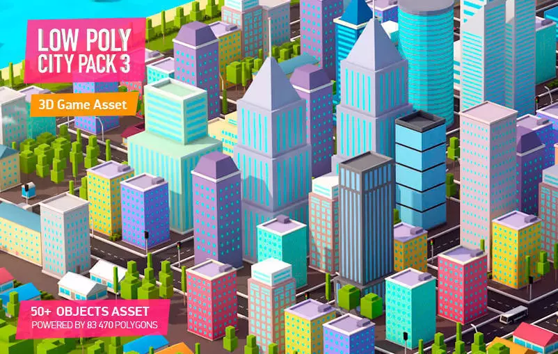 Low Poly City Pack 3 Low-poly 3D model_0