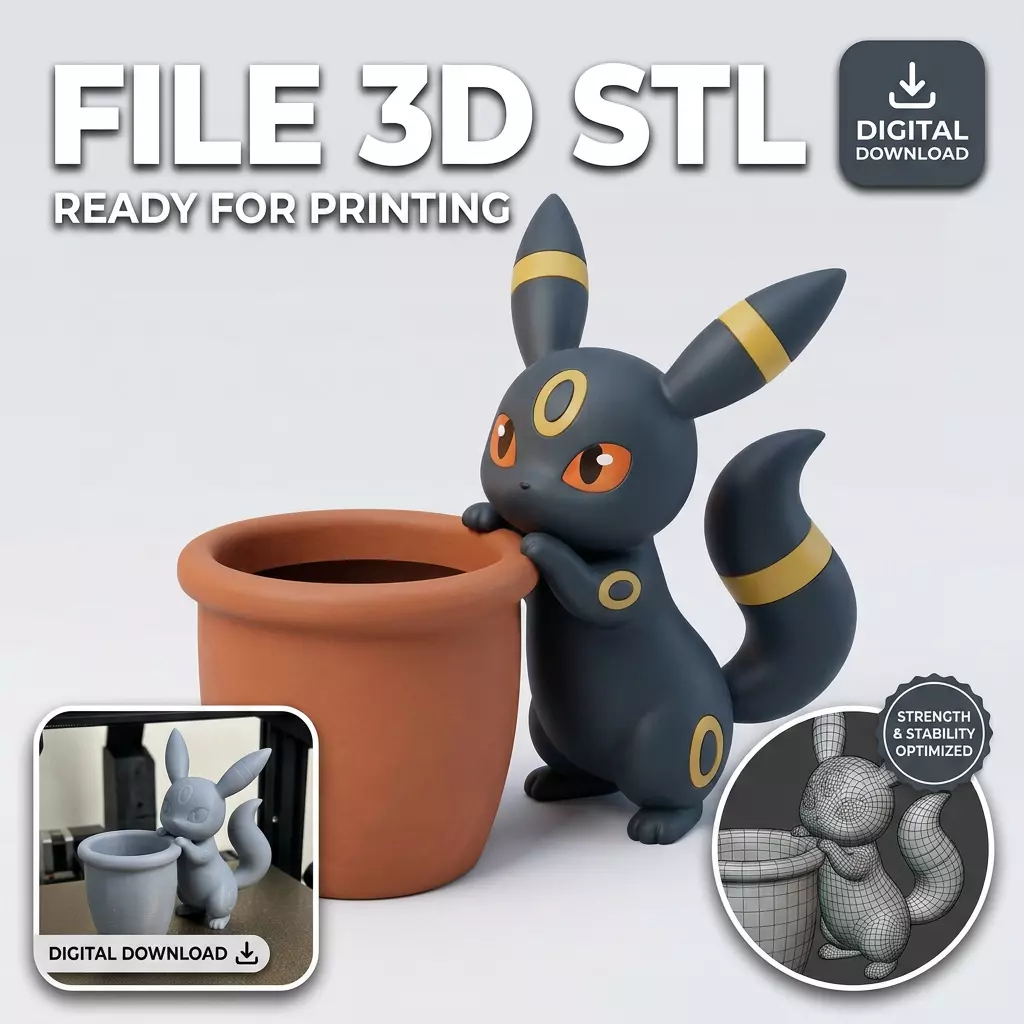 Umbreon Planter Pot Pokemon Inspired Home Decor 3D print model