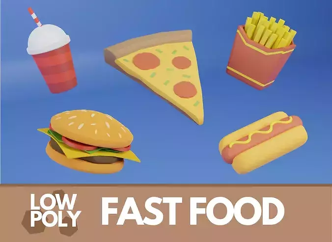 Low Poly Fast Food Pack Low-poly 3D model