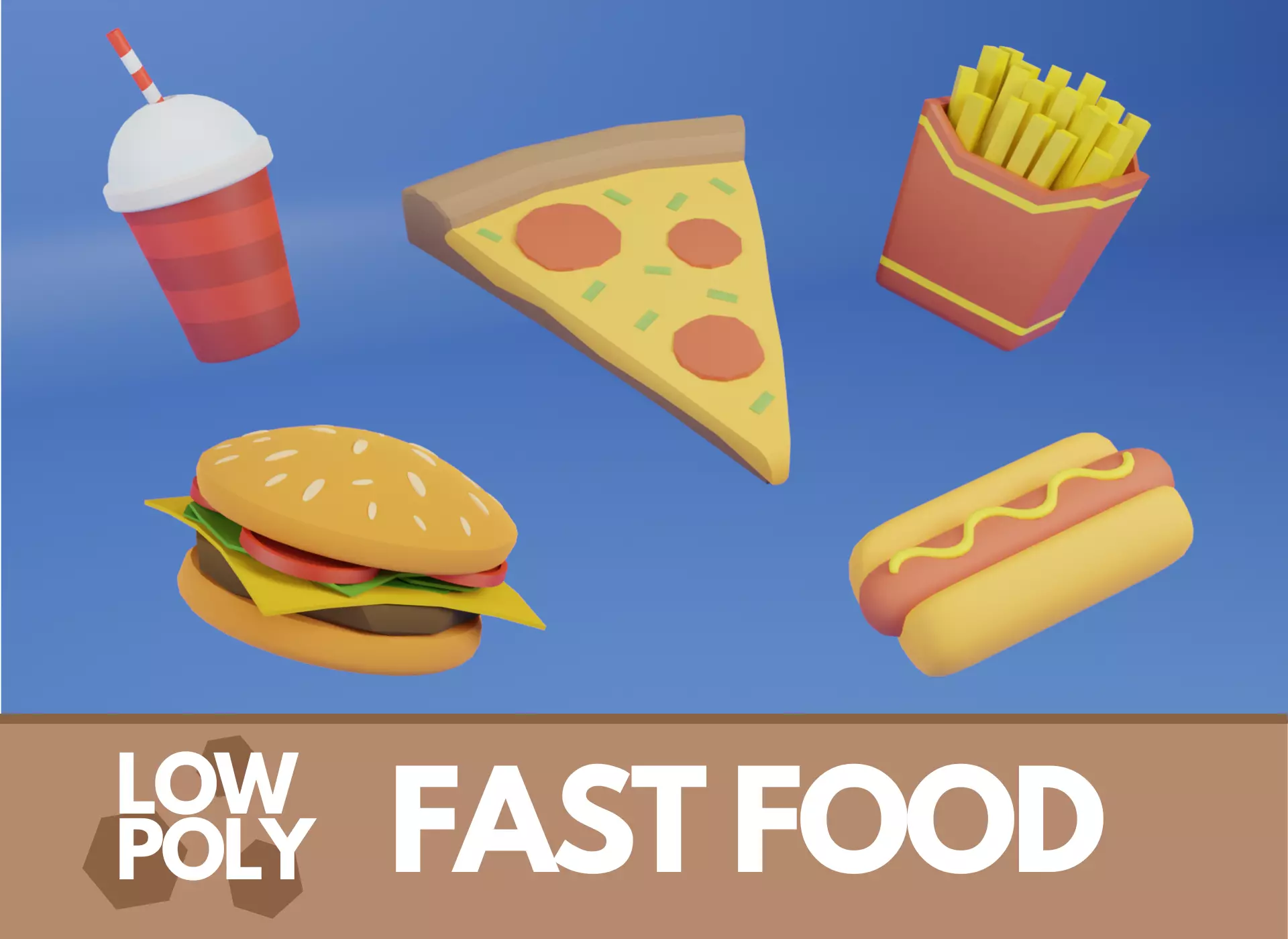 Low Poly Fast Food Pack Low-poly 3D model