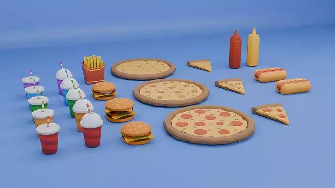 Low Poly Fast Food Pack Low-poly 3D model 2