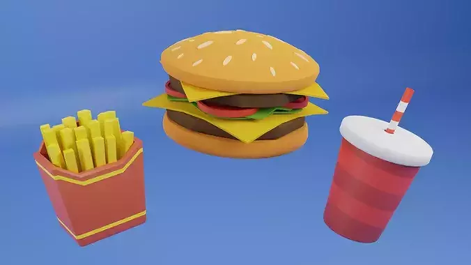 Low Poly Fast Food Pack Low-poly 3D model 4
