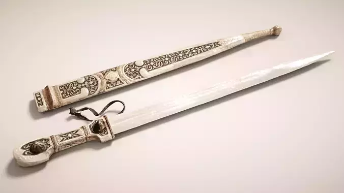Decorated Silver Dagger Sword Low-poly 3D model