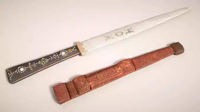 Decorated Knife Low-poly 3D model