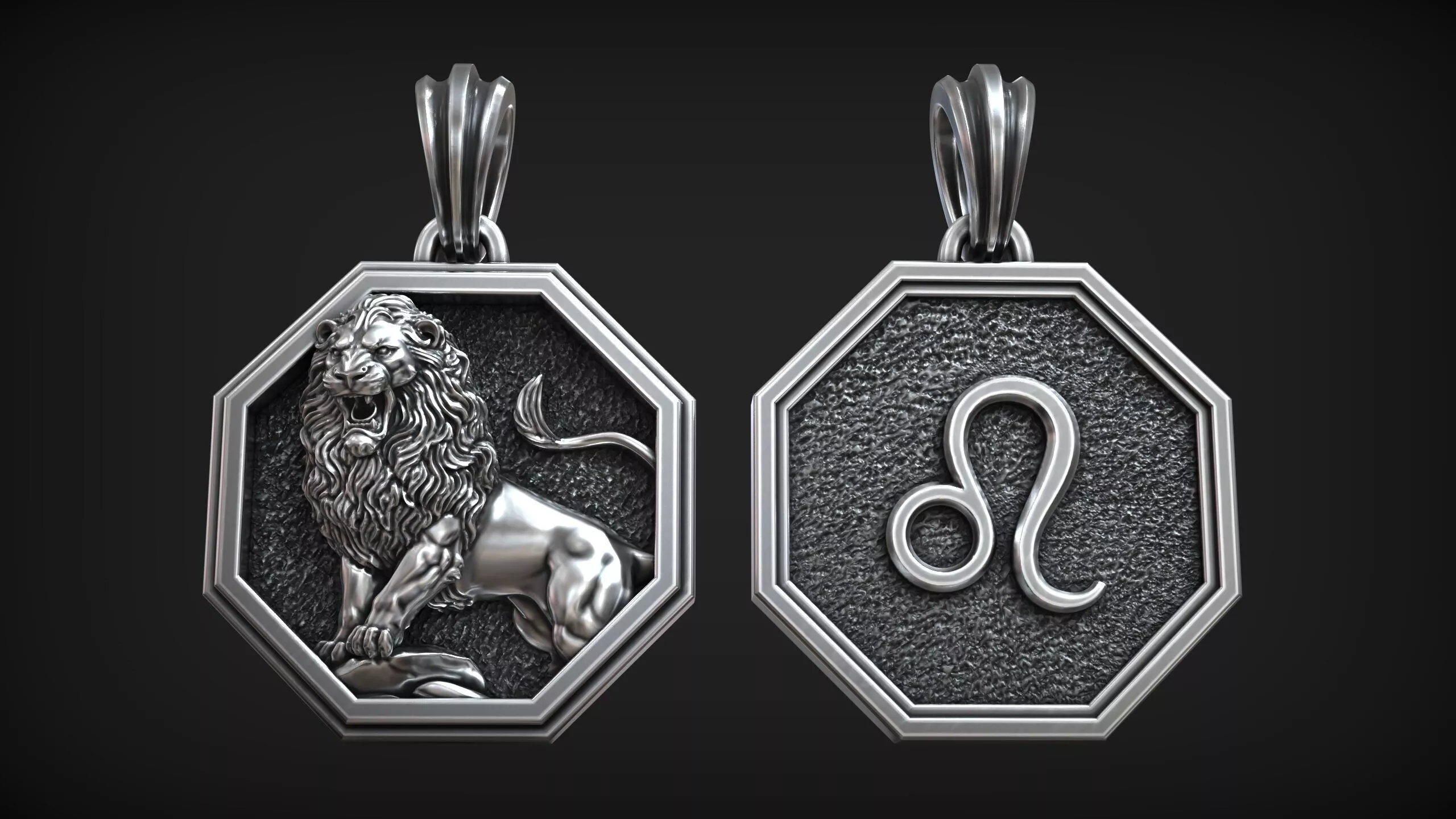 Leo Zodiac Sign Lion Horoscope Astrology Pendant 3D print model