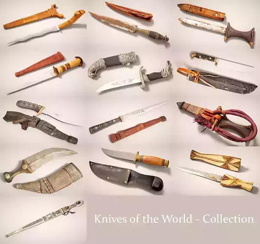 13 Knife - Collection Low-poly 3D model