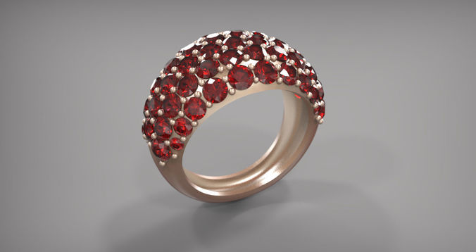 Ring with gems 3D print model