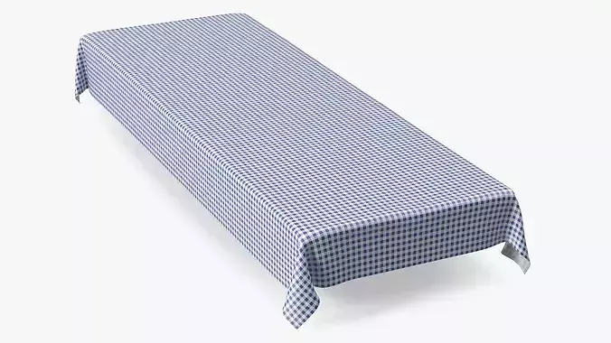Blue Check Tablecloth 3D model 5