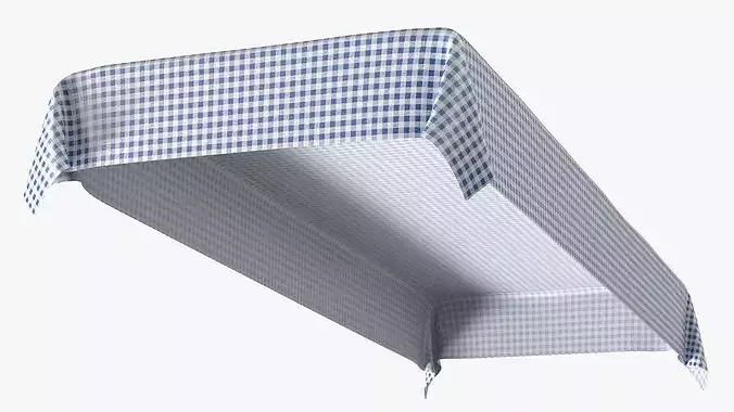 Blue Check Tablecloth 3D model 7