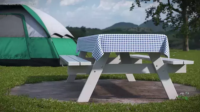 Blue Check Tablecloth 3D model 3