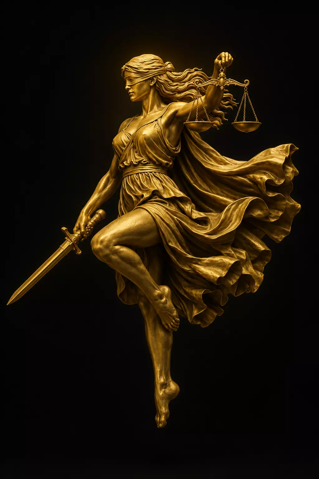 Lady justice with swords and scales 3d print model 3D print model
