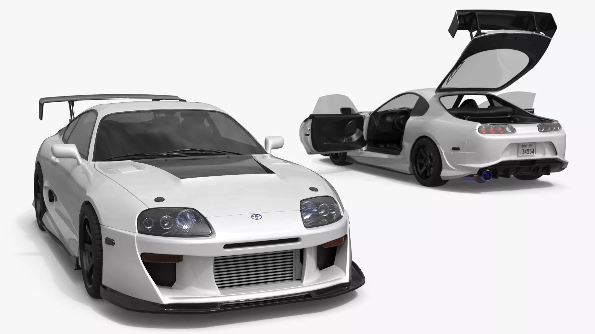 Toyota Supra Mk4 Carbon Aero Kit White Rigged 3D model