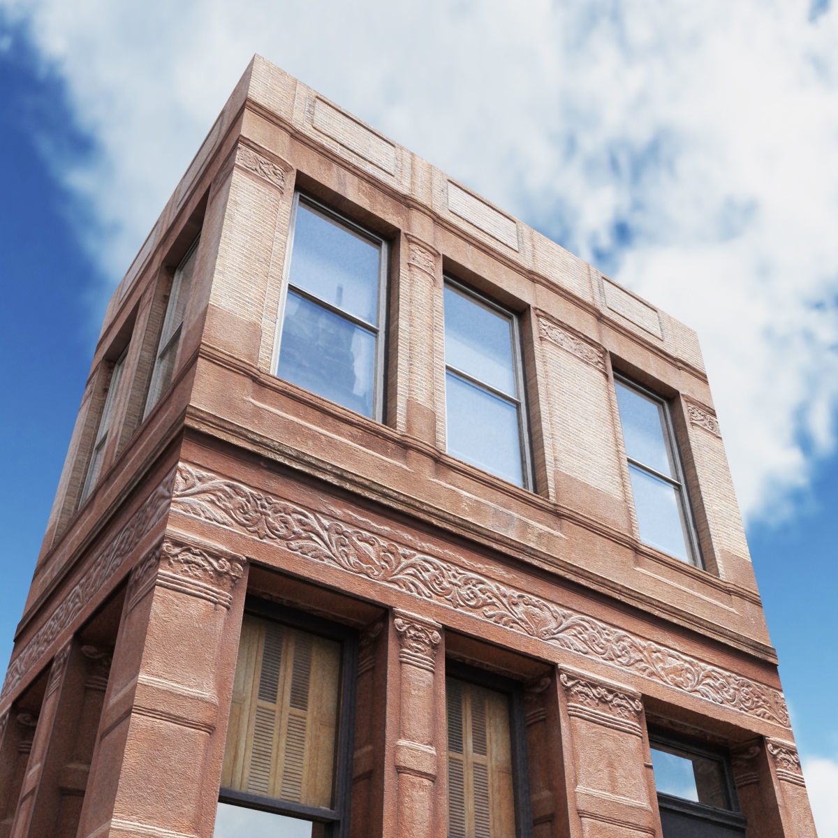 Tenement Low Poly 160 Low-poly 3D model_7