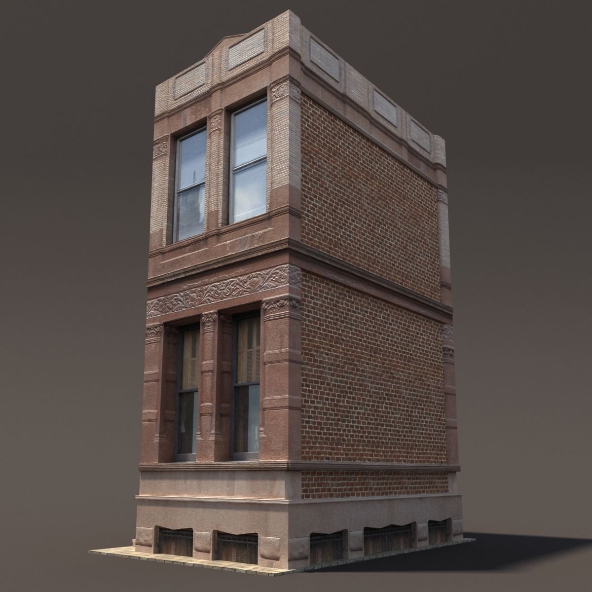 Tenement Low Poly 160 Low-poly 3D model_3
