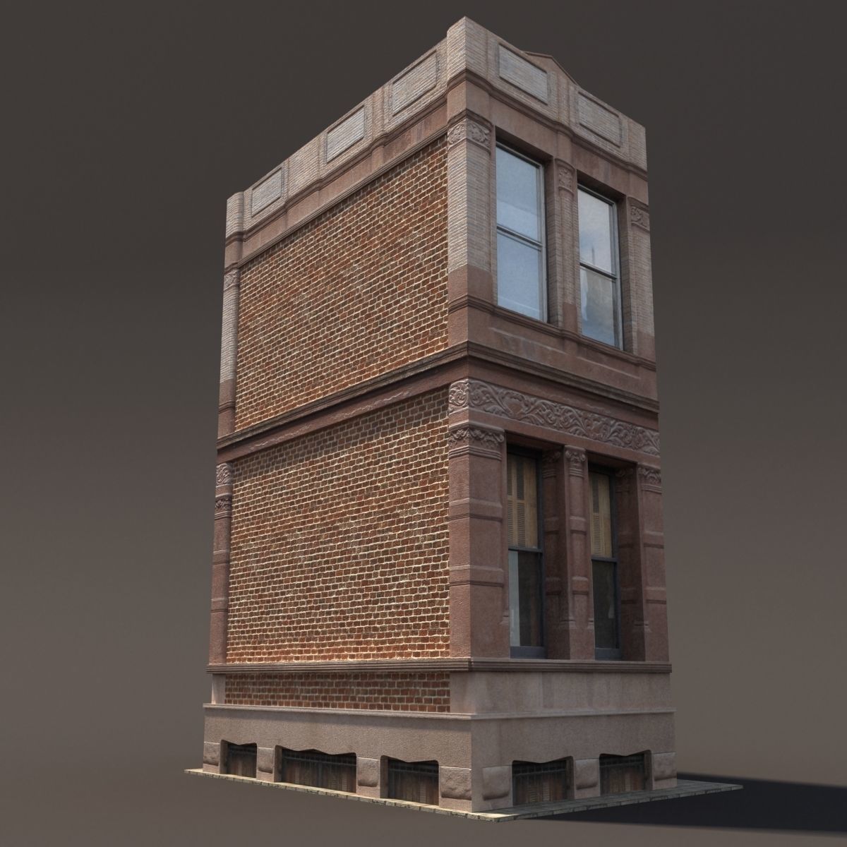 Tenement Low Poly 160 Low-poly 3D model_6