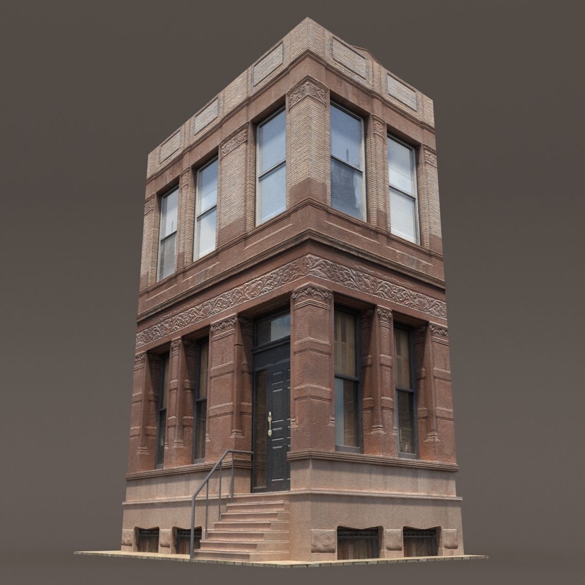 Tenement Low Poly 160 Low-poly 3D model_4