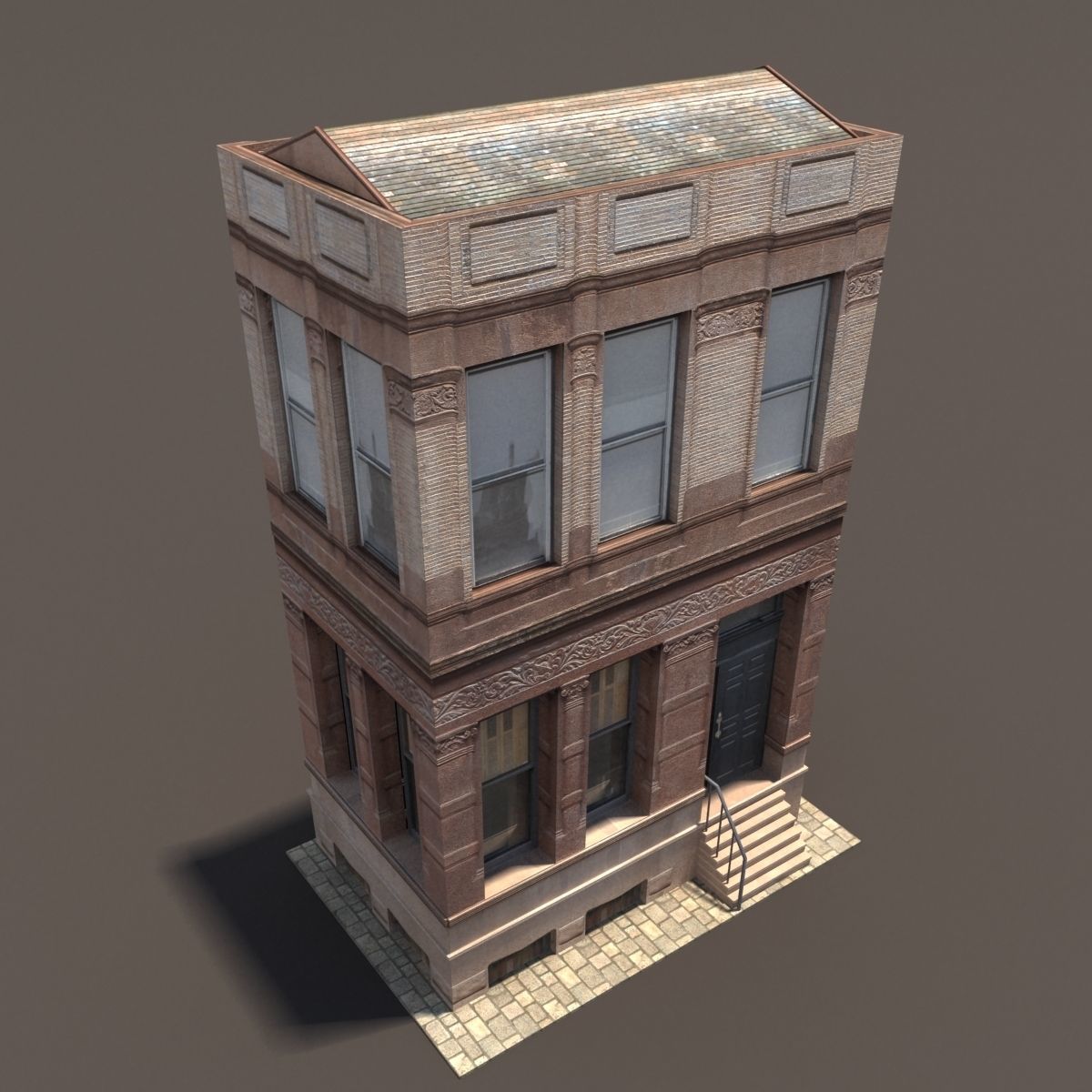 Tenement Low Poly 160 Low-poly 3D model_5